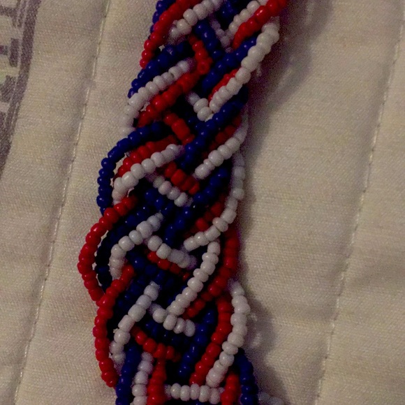 Red white and blue beaded necklace - Picture 2 of 3